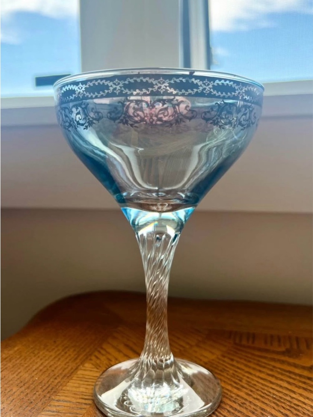Pair of 2 Silver Overlay Crystal Champagne Coupes